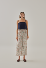 Maya Wide Leg Floral Pants in White