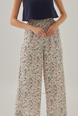 Maya Wide Leg Floral Pants in White