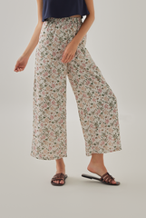 Maya Wide Leg Floral Pants in White