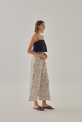 Maya Wide Leg Floral Pants in White