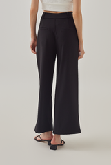 Mara Pleated High Waist Pants in Light Black