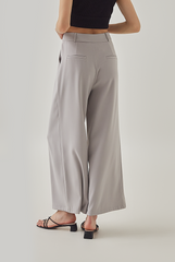 Mara Pleated High Waist Pants in Light Grey