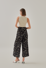 Trina Floral High Waist Pants in Black
