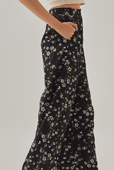 Trina Floral High Waist Pants in Black