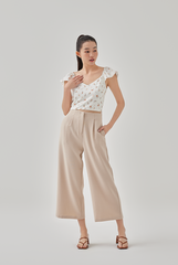 Charlena Bandless Waist Cropped Pants in Almond