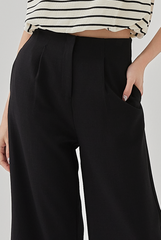 Charlena Bandless Waist Cropped Pants in Black