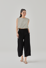 Charlena Bandless Waist Cropped Pants in Black