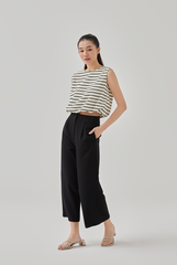 Charlena Bandless Waist Cropped Pants in Black