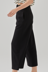 Charlena Bandless Waist Cropped Pants in Black