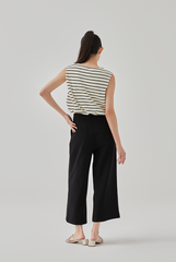 Charlena Bandless Waist Cropped Pants in Black