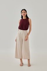 Tracy Cropped Wide Leg Pants in Powder