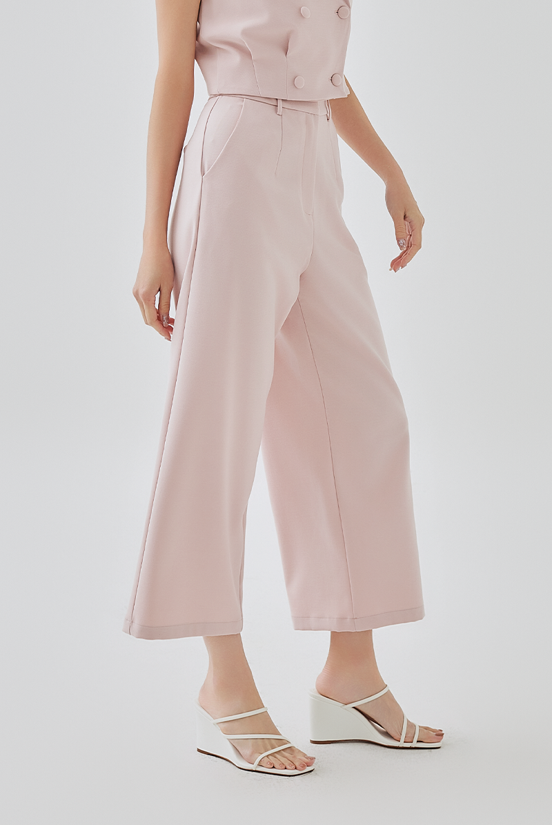 Camilla High Waisted Wide Leg Pants in Blush