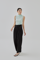 Molly Side Buckle Belt Wide Legged Pants in Black