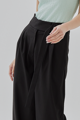 Molly Side Buckle Belt Wide Legged Pants in Black