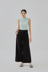 Molly Side Buckle Belt Wide Legged Pants in Black