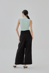 Molly Side Buckle Belt Wide Legged Pants in Black