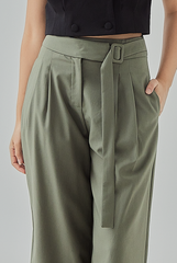 [B1F1] Molly Side Buckle Belt Wide Legged Pants
