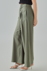 [B1F1] Molly Side Buckle Belt Wide Legged Pants