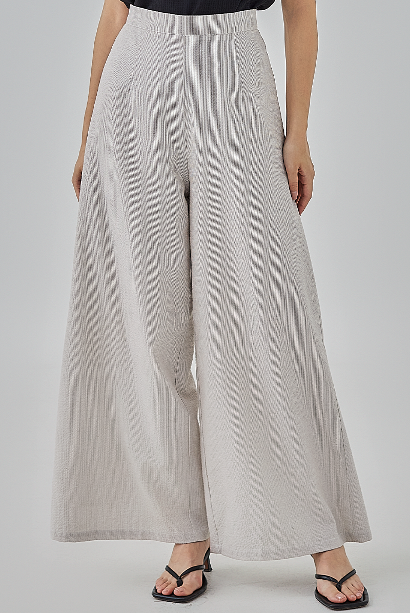 Fizah Striped Wide Leg Pants in Almond