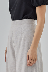 Fizah Striped Wide Leg Pants in Almond