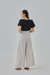 Fizah Striped Wide Leg Pants in Almond
