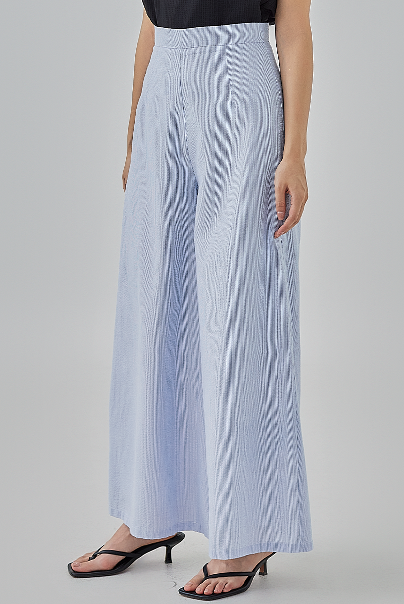 Fizah Striped Wide Leg Pants in Baby Blue 