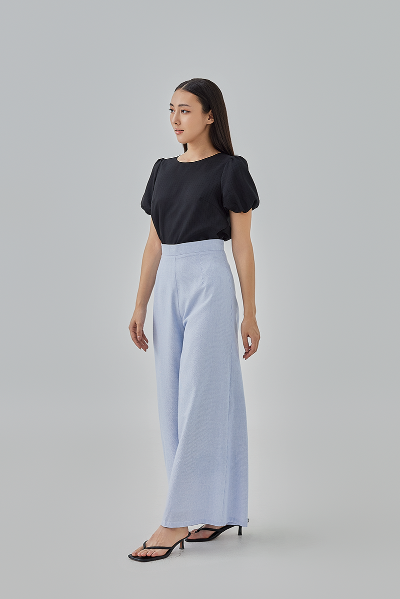 Fizah Striped Wide Leg Pants in Baby Blue 