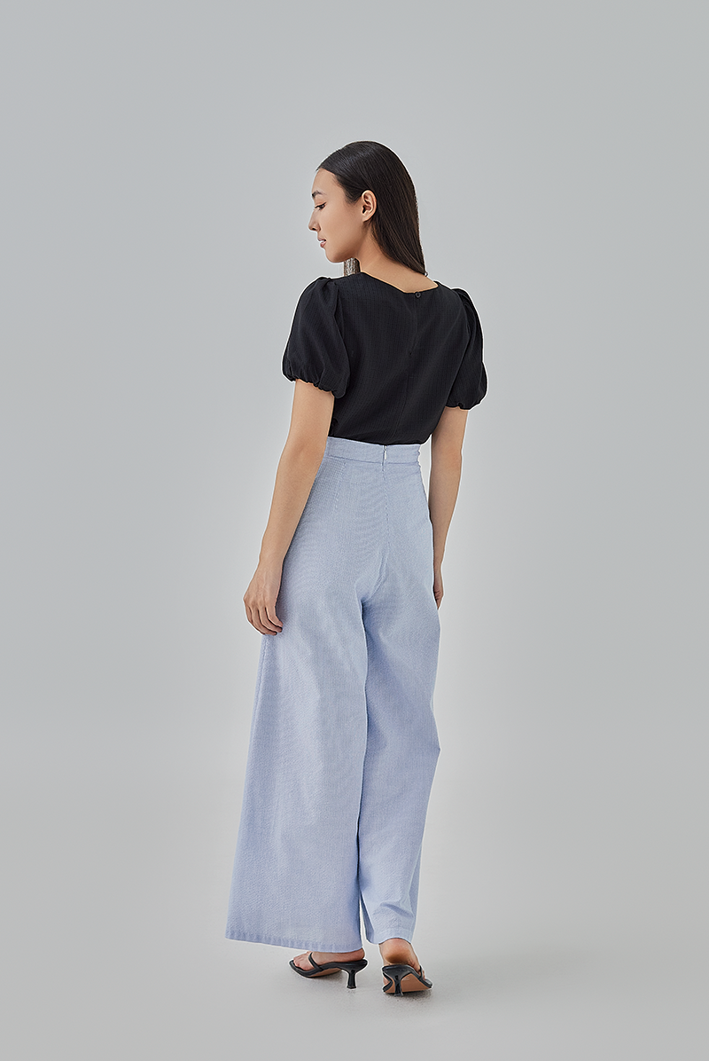 Fizah Striped Wide Leg Pants in Baby Blue 