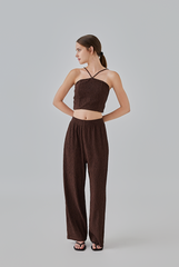 Eve Elastic Waist Pants in Walnut