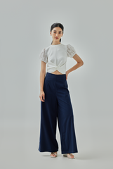 Chantelle Pinstriped Wide Leg Pants - Navy Blue