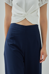 Chantelle Pinstriped Wide Leg Pants - Navy Blue