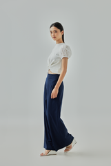 Chantelle Pinstriped Wide Leg Pants - Navy Blue