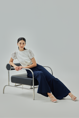 Chantelle Pinstriped Wide Leg Pants - Navy Blue