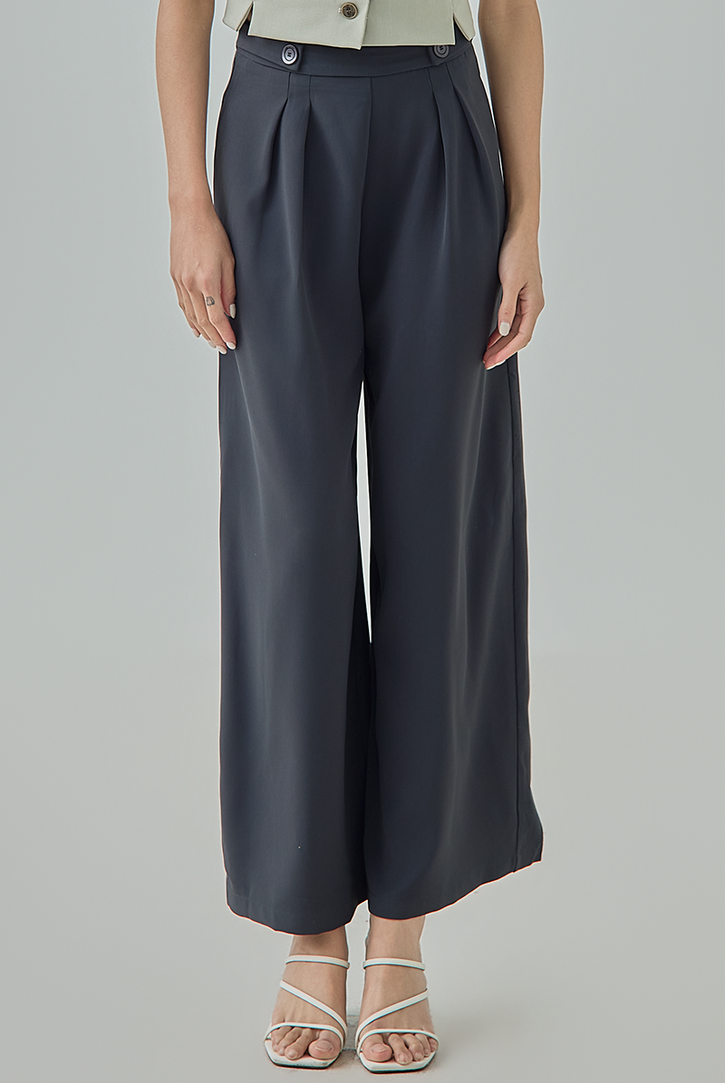 Zora Wide Leg Button Pants
