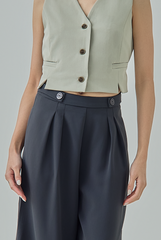 Zora Wide Leg Button Pants