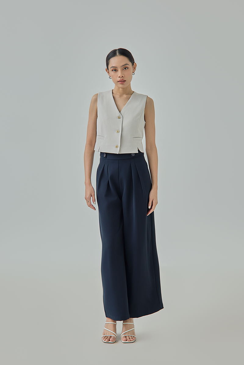 Zora Wide Leg Button Pants