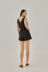 Arina Sleeveless Textured Romper in Black