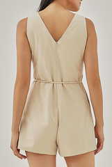 Arina Sleeveless Textured Romper in Oatmeal