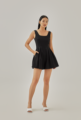 Andie Pleated Romper in Black