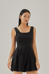 Andie Pleated Romper in Black