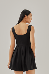 Andie Pleated Romper in Black