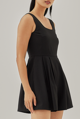 Andie Pleated Romper in Black