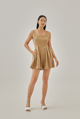 Andie Pleated Romper in Khaki
