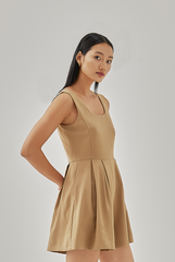 Andie Pleated Romper in Khaki