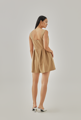 Andie Pleated Romper in Khaki