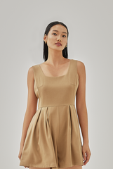 Andie Pleated Romper in Khaki