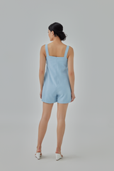 Sariah Side Cut-Out Romper in Sky Blue