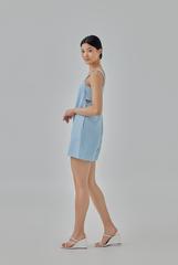 Sariah Side Cut-Out Romper in Sky Blue