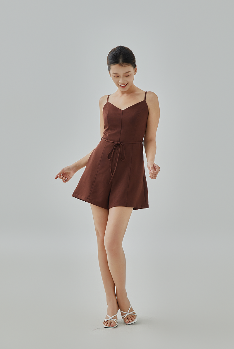 Elara Belted Flare Romper