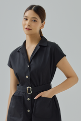 Daniela Belted Sculpted Shirt Romper